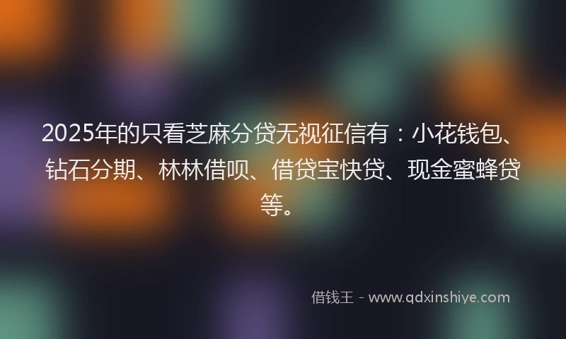 2025年的只看芝麻分贷无视征信有：小花钱包、钻石分期、林林借呗、借贷宝快贷、现金蜜蜂贷等。