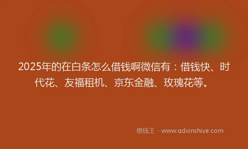 2025年的在白条怎么借钱啊微信有：借钱快、时代花、友福租机、京东金融、玫瑰花等。