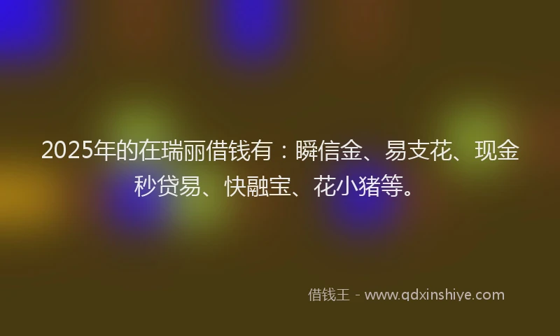 2025年的在瑞丽借钱有：瞬信金、易支花、现金秒贷易、快融宝、花小猪等。