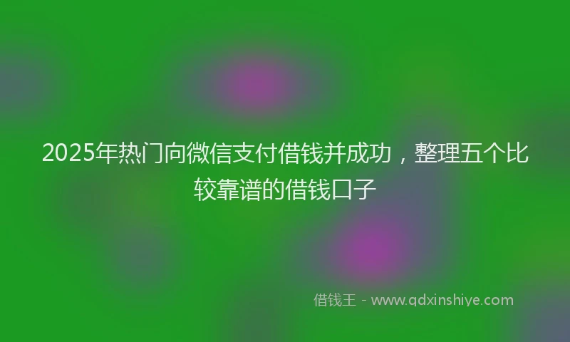2025年热门向微信支付借钱并成功，整理五个比较靠谱的借钱口子
