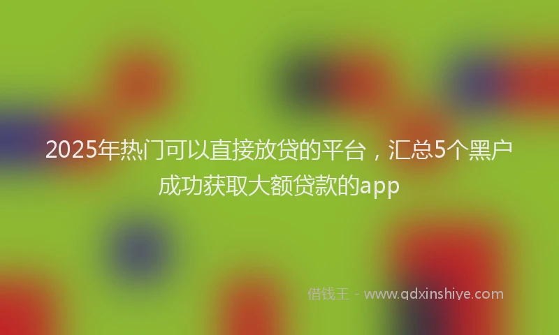 2025年热门可以直接放贷的平台，汇总5个黑户成功获取大额贷款的app