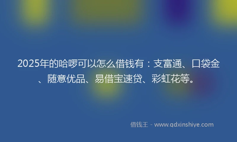 2025年的哈啰可以怎么借钱有：支富通、口袋金、随意优品、易借宝速贷、彩虹花等。