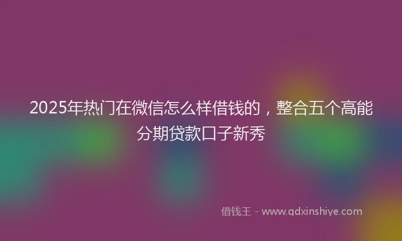 2025年热门在微信怎么样借钱的，整合五个高能分期贷款口子新秀