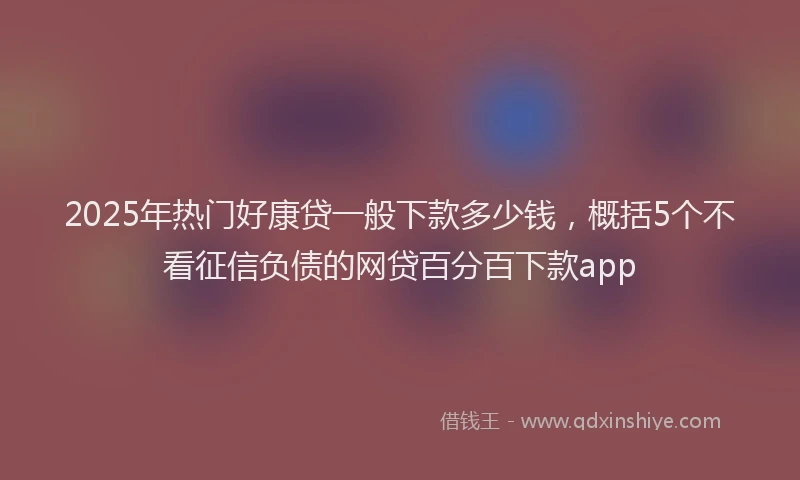 2025年热门好康贷一般下款多少钱，概括5个不看征信负债的网贷百分百下款app