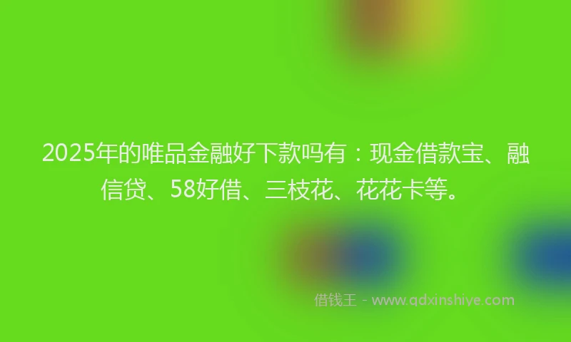 2025年的唯品金融好下款吗有：现金借款宝、融信贷、58好借、三枝花、花花卡等。