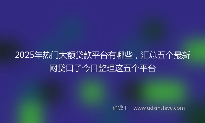 2025年热门大额贷款平台有哪些，汇总五个最新网贷口子今日整理这五个平台