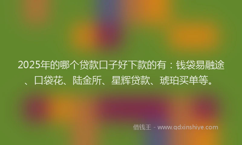 2025年的哪个贷款口子好下款的有：钱袋易融途、口袋花、陆金所、星辉贷款、琥珀买单等。
