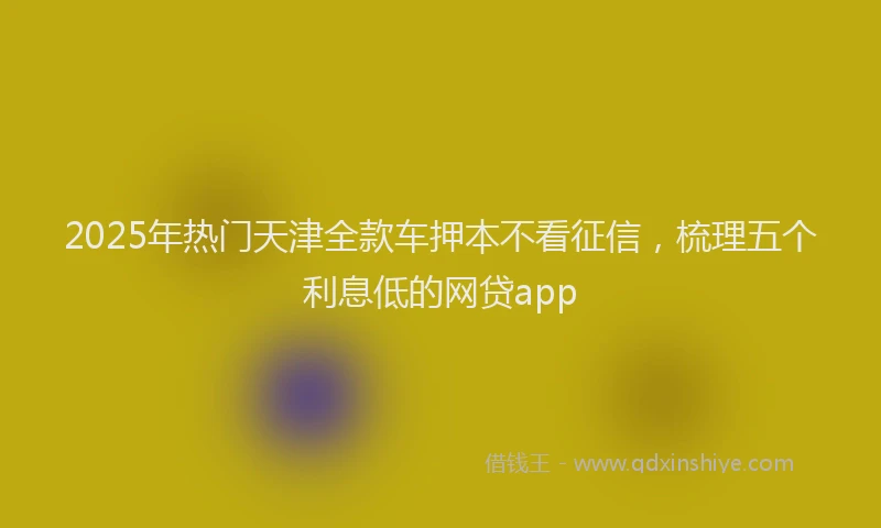 2025年热门天津全款车押本不看征信，梳理五个利息低的网贷app