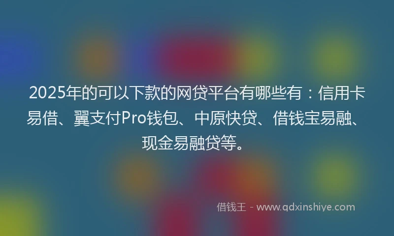 2025年的可以下款的网贷平台有哪些有：信用卡易借、翼支付Pro钱包、中原快贷、借钱宝易融、现金易融贷等。