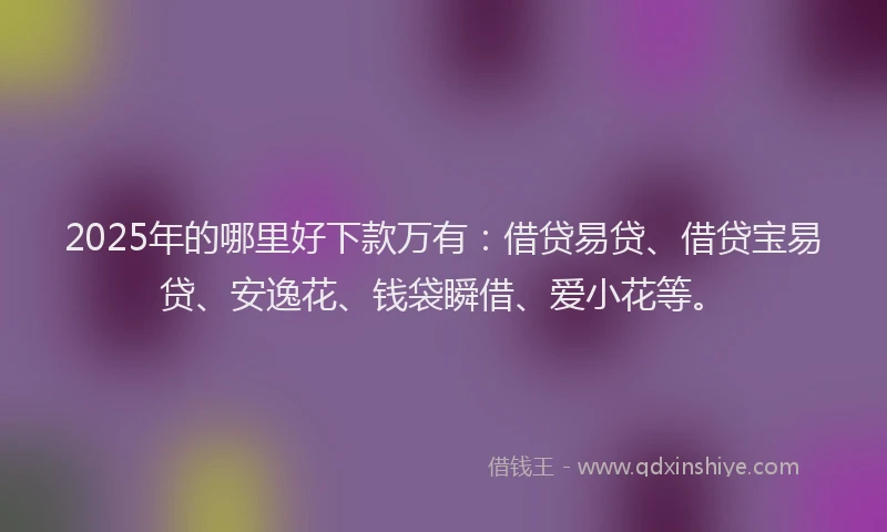 2025年的哪里好下款万有：借贷易贷、借贷宝易贷、安逸花、钱袋瞬借、爱小花等。