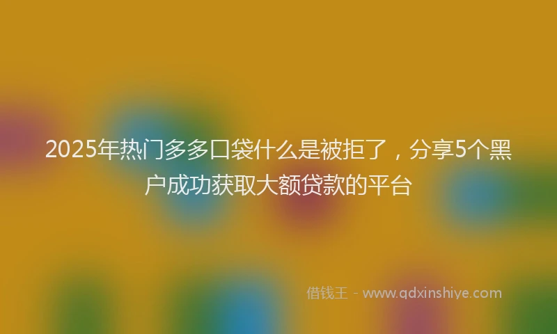 2025年热门多多口袋什么是被拒了，分享5个黑户成功获取大额贷款的平台