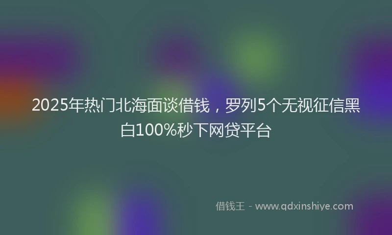 2025年热门北海面谈借钱，罗列5个无视征信黑白100%秒下网贷平台
