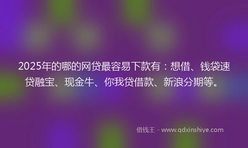 2025年的哪的网贷最容易下款有：想借、钱袋速贷融宝、现金牛、你我贷借款、新浪分期等。