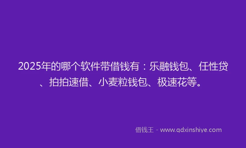 2025年的哪个软件带借钱有：乐融钱包、任性贷、拍拍速借、小麦粒钱包、极速花等。
