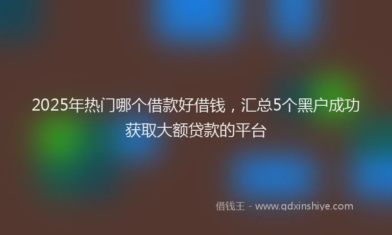 2025年热门哪个借款好借钱，汇总5个黑户成功获取大额贷款的平台