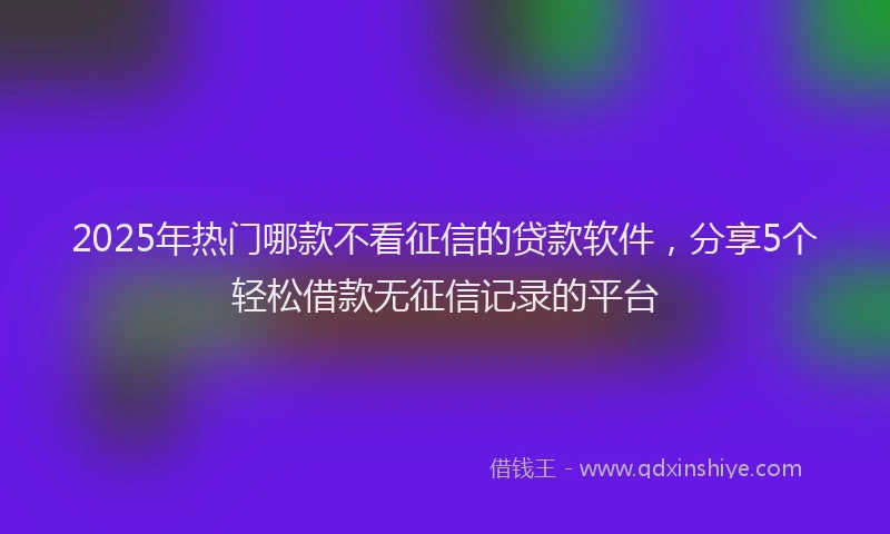 2025年热门哪款不看征信的贷款软件，分享5个轻松借款无征信记录的平台