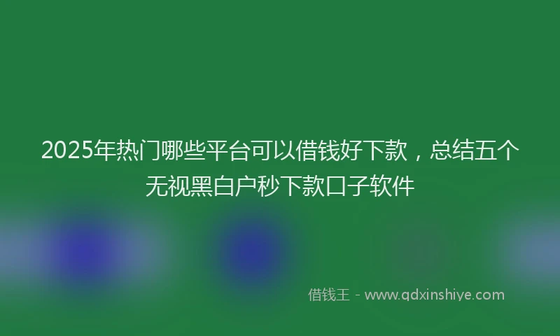 2025年热门哪些平台可以借钱好下款，总结五个无视黑白户秒下款口子软件