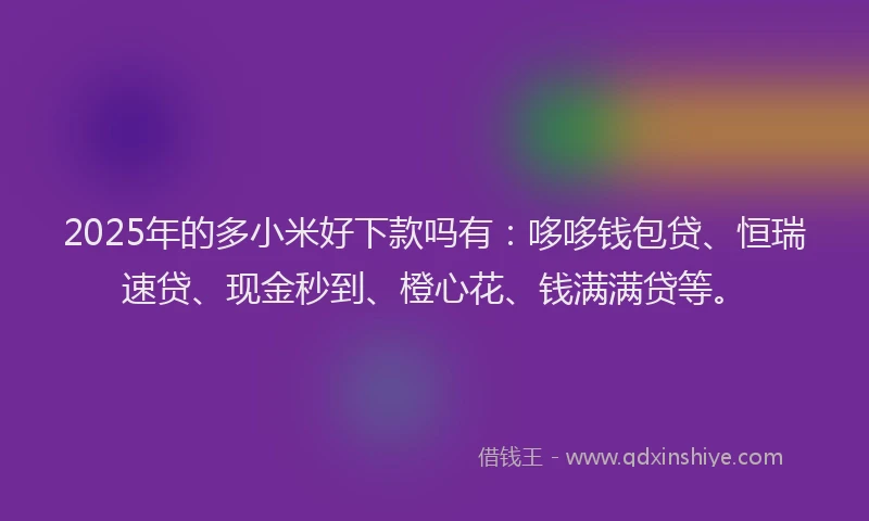 2025年的多小米好下款吗有：哆哆钱包贷、恒瑞速贷、现金秒到、橙心花、钱满满贷等。