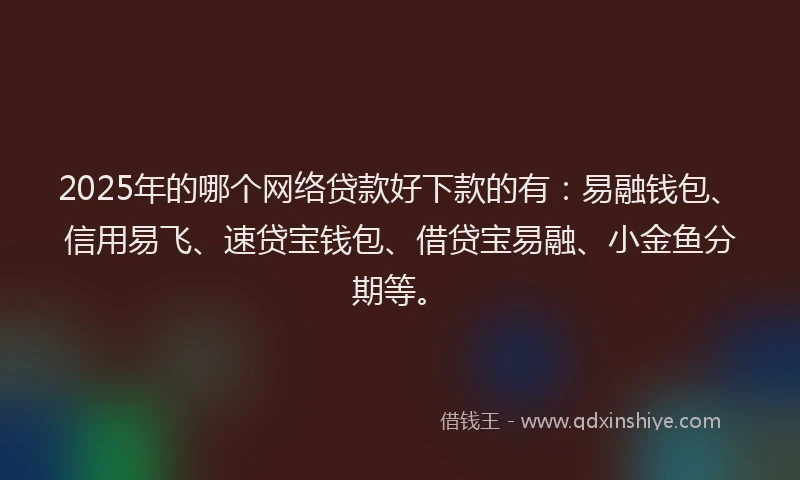 2025年的哪个网络贷款好下款的有：易融钱包、信用易飞、速贷宝钱包、借贷宝易融、小金鱼分期等。