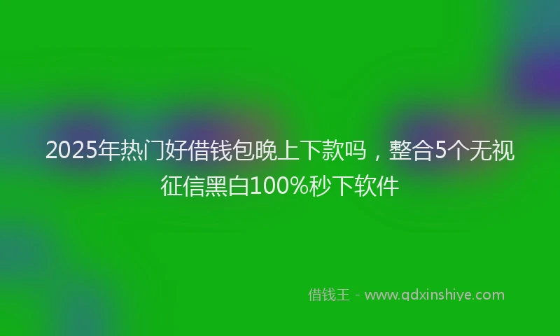 2025年热门好借钱包晚上下款吗，整合5个无视征信黑白100%秒下软件