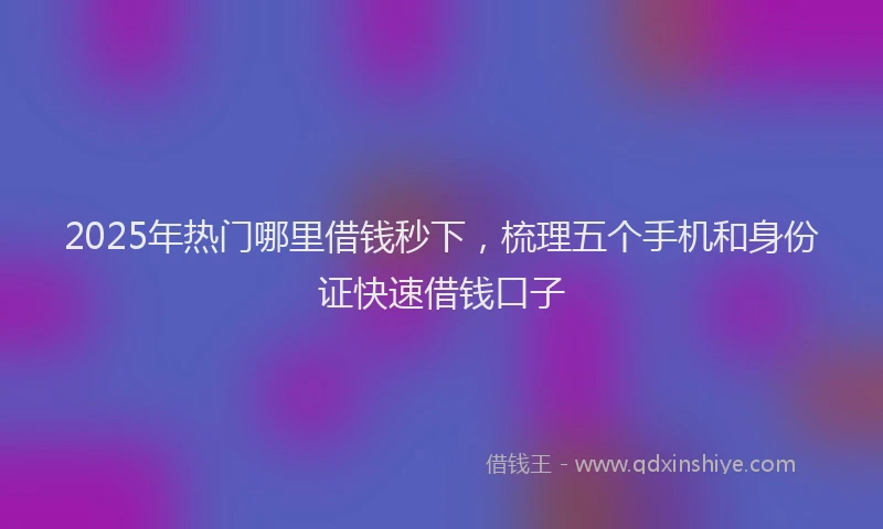 2025年热门哪里借钱秒下，梳理五个手机和身份证快速借钱口子