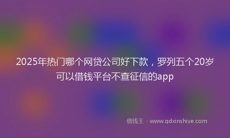 2025年热门哪个网贷公司好下款，罗列五个20岁可以借钱平台不查征信的app