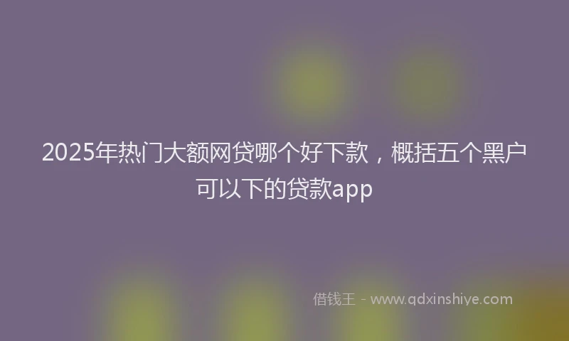 2025年热门大额网贷哪个好下款，概括五个黑户可以下的贷款app