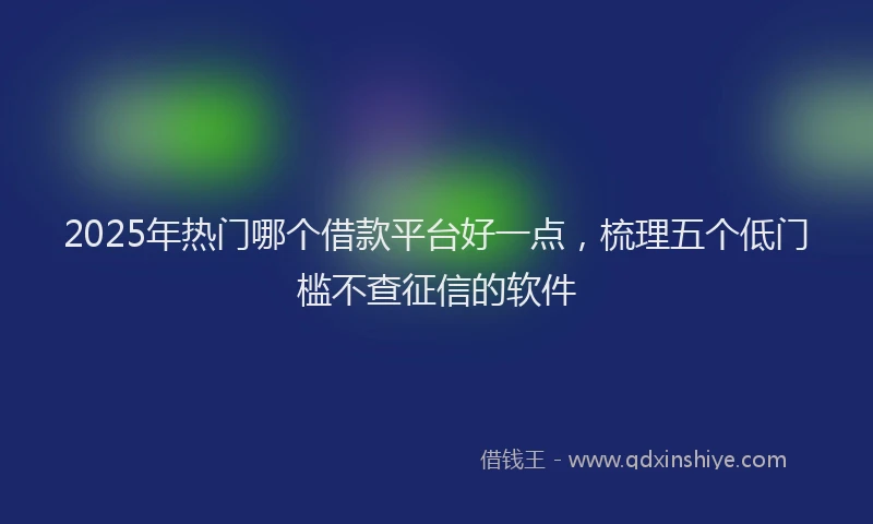 2025年热门哪个借款平台好一点，梳理五个低门槛不查征信的软件