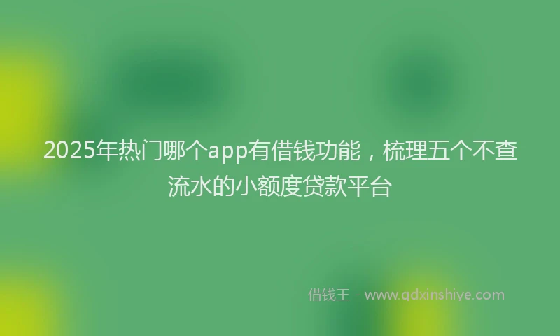 2025年热门哪个app有借钱功能，梳理五个不查流水的小额度贷款平台