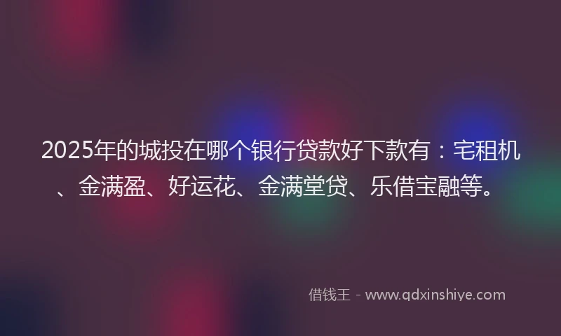2025年的城投在哪个银行贷款好下款有：宅租机、金满盈、好运花、金满堂贷、乐借宝融等。