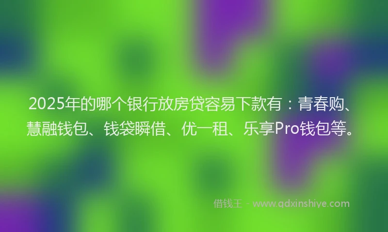 2025年的哪个银行放房贷容易下款有：青春购、慧融钱包、钱袋瞬借、优一租、乐享Pro钱包等。