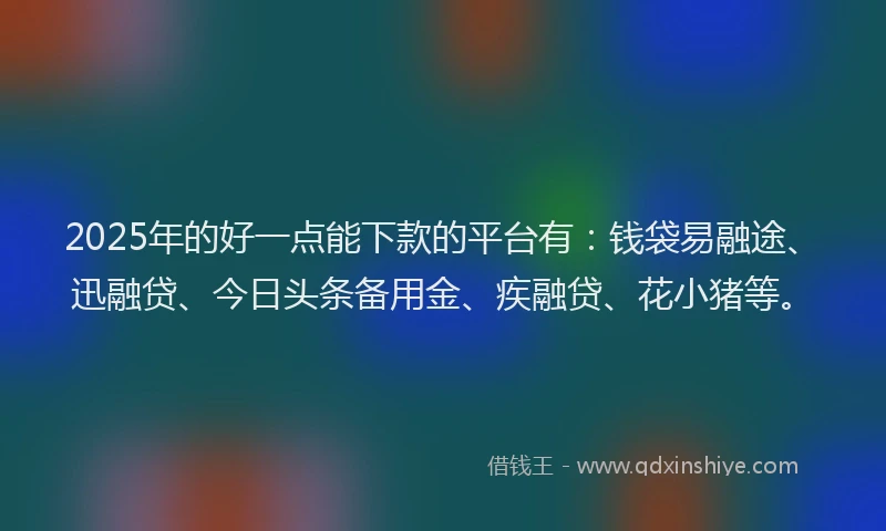 2025年的好一点能下款的平台有：钱袋易融途、迅融贷、今日头条备用金、疾融贷、花小猪等。