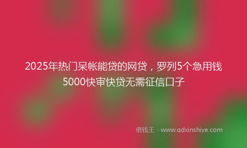 2025年热门呆帐能贷的网贷，罗列5个急用钱5000快审快贷无需征信口子