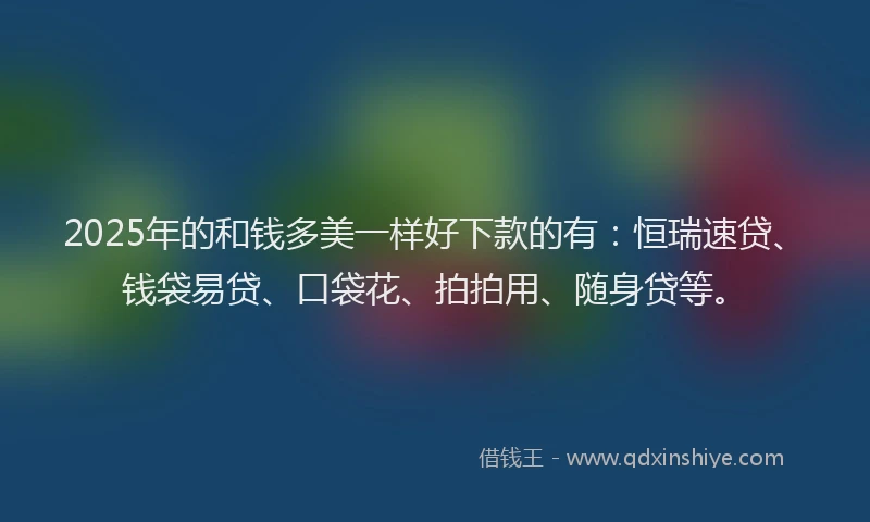 2025年的和钱多美一样好下款的有：恒瑞速贷、钱袋易贷、口袋花、拍拍用、随身贷等。