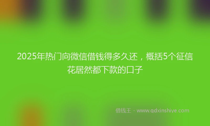 2025年热门向微信借钱得多久还，概括5个征信花居然都下款的口子