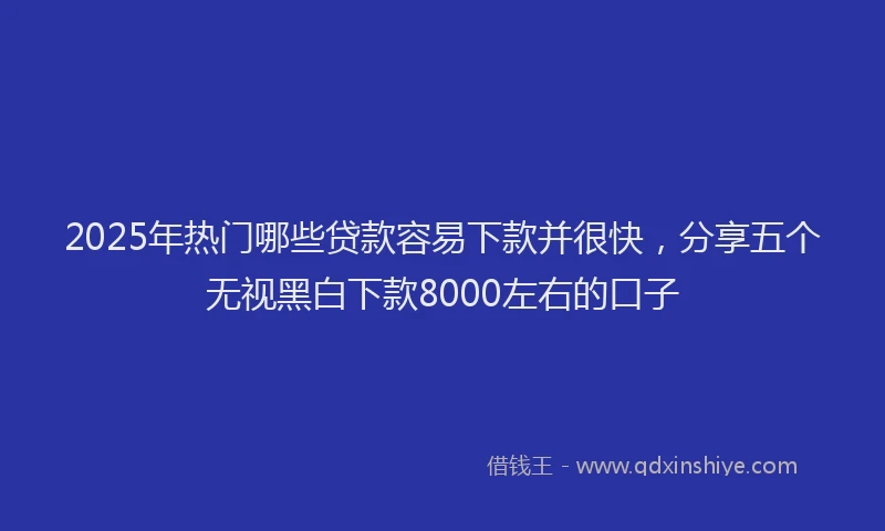 2025年热门哪些贷款容易下款并很快，分享五个无视黑白下款8000左右的口子