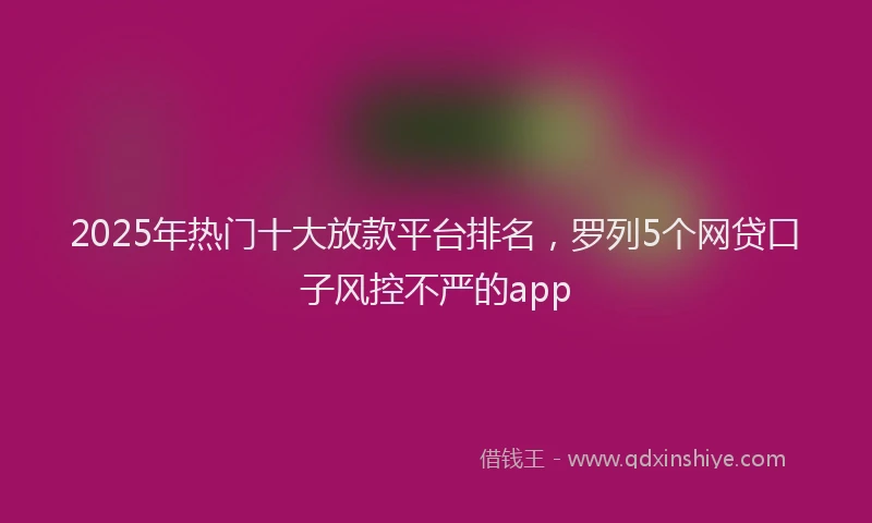 2025年热门十大放款平台排名，罗列5个网贷口子风控不严的app
