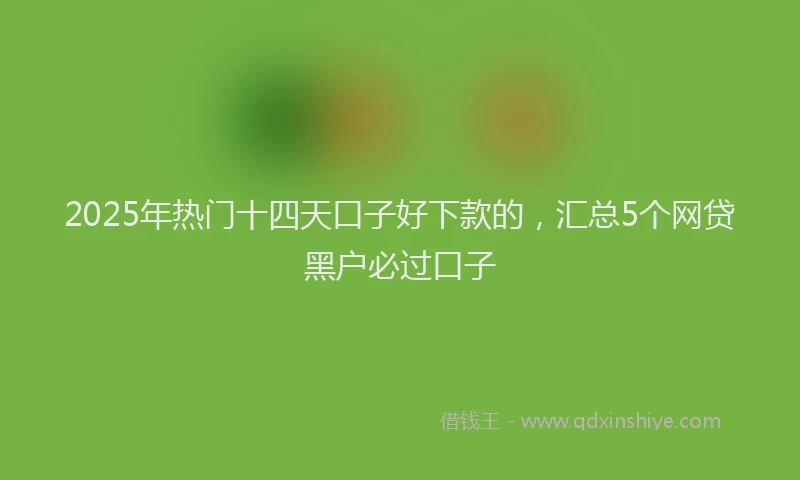 2025年热门十四天口子好下款的，汇总5个网贷黑户必过口子