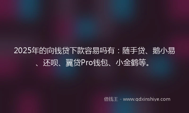 2025年的向钱贷下款容易吗有：随手贷、鹅小易、还呗、翼贷Pro钱包、小金鹤等。
