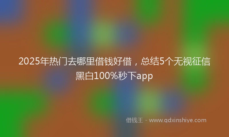 2025年热门去哪里借钱好借，总结5个无视征信黑白100%秒下app