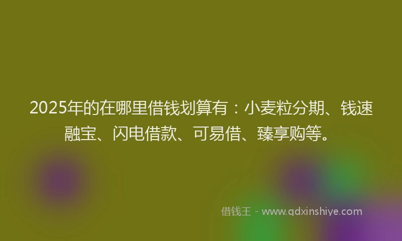 2025年的在哪里借钱划算有：小麦粒分期、钱速融宝、闪电借款、可易借、臻享购等。