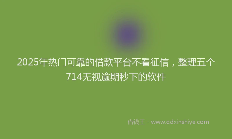 2025年热门可靠的借款平台不看征信，整理五个714无视逾期秒下的软件