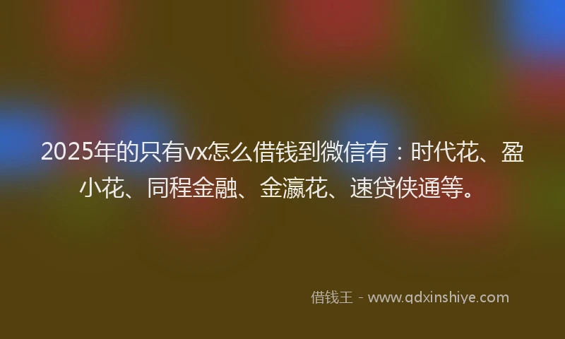 2025年的只有vx怎么借钱到微信有：时代花、盈小花、同程金融、金瀛花、速贷侠通等。
