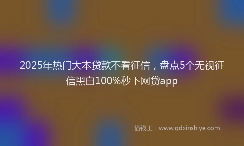 2025年热门大本贷款不看征信，盘点5个无视征信黑白100%秒下网贷app