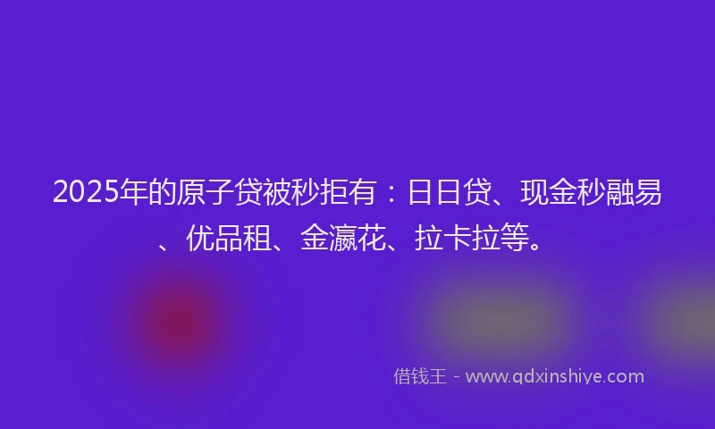 2025年的原子贷被秒拒有：日日贷、现金秒融易、优品租、金瀛花、拉卡拉等。