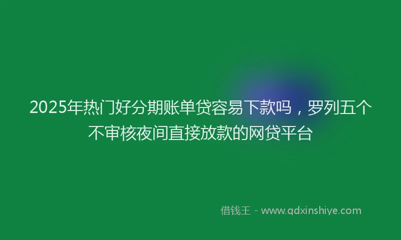 2025年热门好分期账单贷容易下款吗，罗列五个不审核夜间直接放款的网贷平台