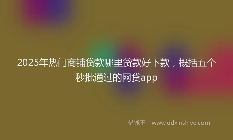 2025年热门商铺贷款哪里贷款好下款，概括五个秒批通过的网贷app