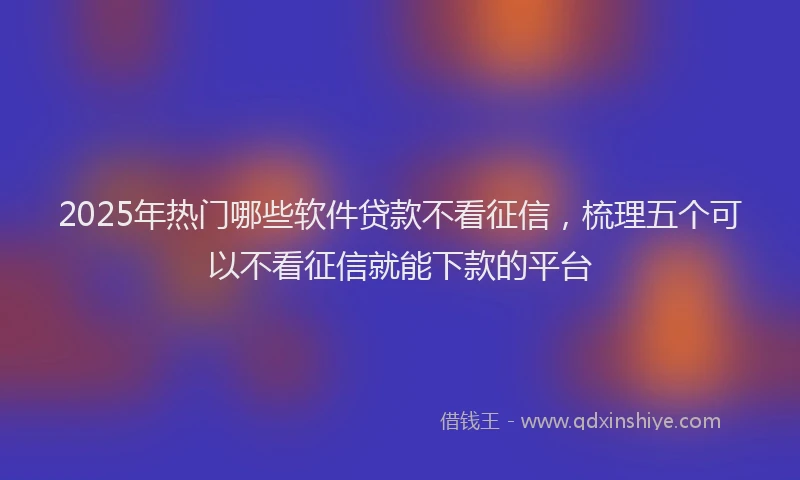 2025年热门哪些软件贷款不看征信，梳理五个可以不看征信就能下款的平台