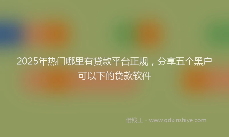 2025年热门哪里有贷款平台正规，分享五个黑户可以下的贷款软件