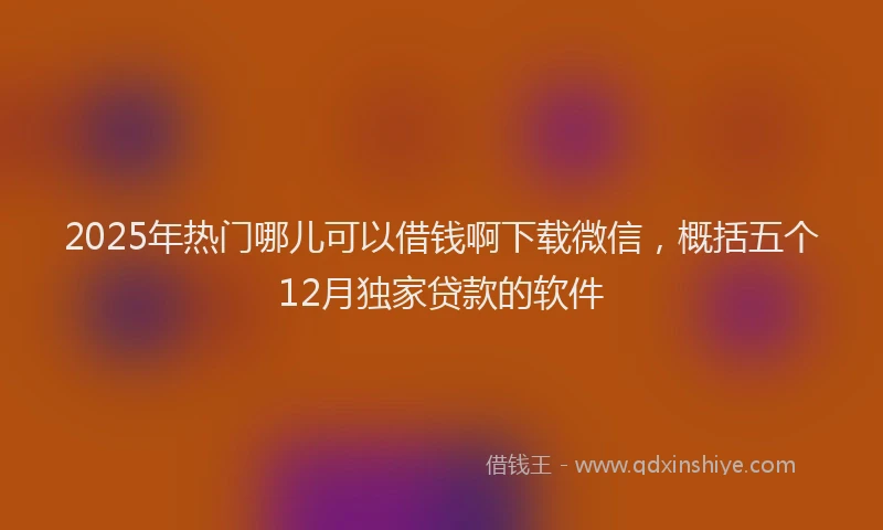2025年热门哪儿可以借钱啊下载微信，概括五个12月独家贷款的软件